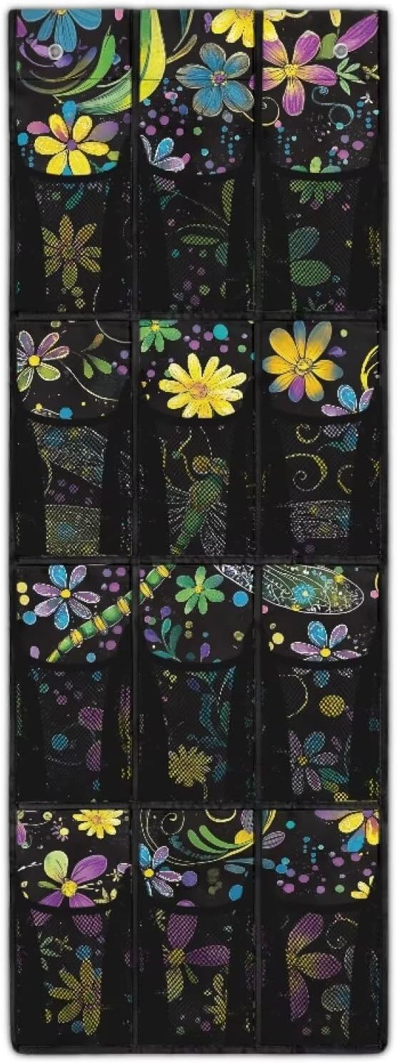 Big Dragonfly Over The Door Shoe Organizer,Hanging Shoe Organizer for Door with 12 Mesh Pockets,Breathable Organizer Storage Bag,Shoe Rack for Door Sneaker Hanger Boot Storage