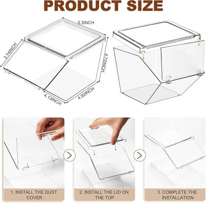 Yerliker 6 Pcs Clear Plastic Storage Bins with Lids Large Stackable Pantry Storage Organizer Bins Kitchen Organization Cabinet Organizers Ideal Containers for Fridge, Kitchen, Cabinets (Clear)