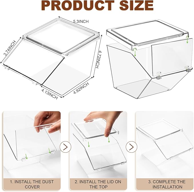 Yerliker 4 Pcs Clear Plastic Storage Bins with Lids Large Stackable Pantry Storage Organizer Bins Kitchen Organization Cabinet Organizers Ideal Containers for Fridge, Kitchen, Cabinets (Clear)
