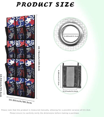 ZUXONGSY12 Pockets Behind Door Organizer American Star Over The Door Shoe Organizer Multi-Funtion Wall Hanging Storage for Living Room 4th of July Shoe Holder Hanger