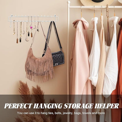 Gisafai 4 Pcs Tie Rack Organizer Wall Mounted Belt Holder Rack for Closet with Rubber Tips 100 Hooks in Total Hanging Organizer Hanger for Ties, Belts, Scarves, Jewelry, Necklaces