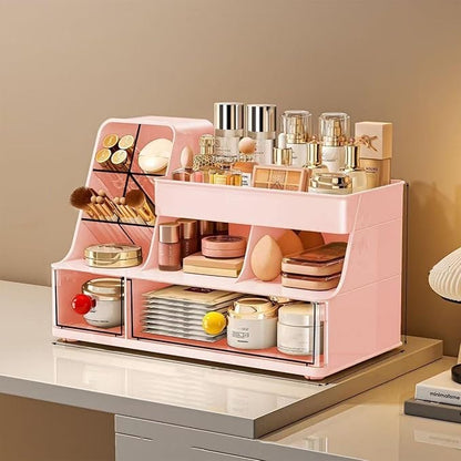 Makeup Organizer with Drawers for Vanity,Bathroom Countertop Organizer with Brushes Holder,Skincare Storage Organizer,Perfect Cosmetic Display Case for Your Beauty Essential