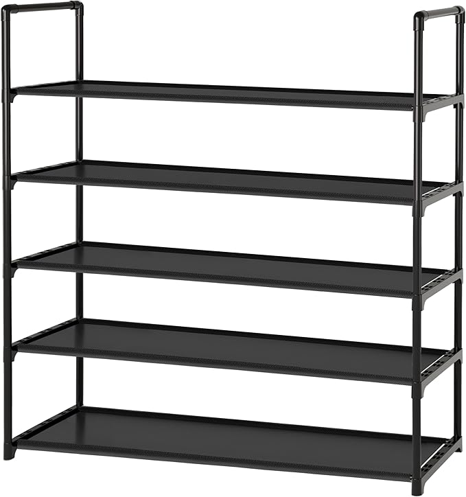 Large Capacity Space-Saving Shoe Rack, 5-Tier Detachable Shoe Storage Organizer Holds 20-25 Pairs, Waterproof Non Woven Fabric Corner Rack for Entryway, Closet, Hallway, Garage