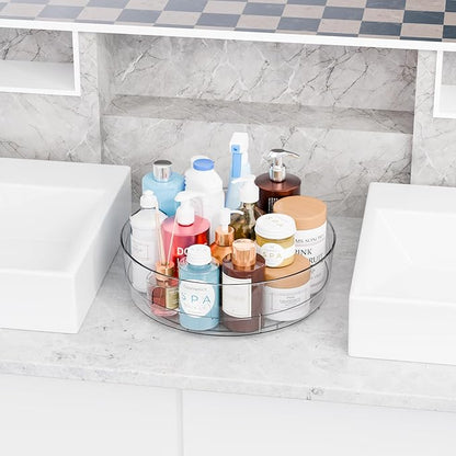 Yieach 12" W Clear Acrylic Lazy Susan Turntable for Refrigerator,Cabinet - with Handle - 2 Pack Large Fridge Sauce Condiment Turn Table Organizer,Spinning Round Spice Rack Carousel for Pantry,Kitchen