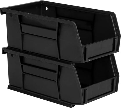 Hudson Exchange 7-1/2" x 4" x 3" Plastic Stackable Storage Bin and Hanging Container (Black, 1 Pack)