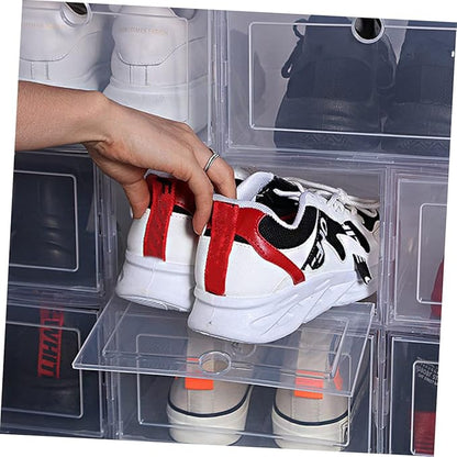 Hemobllo 6Pcs Plastic Shoe Storage Box Clamshell Design Lid Sturdy PP Material Stackable Organizer for Sneakers for Closet and Home Use