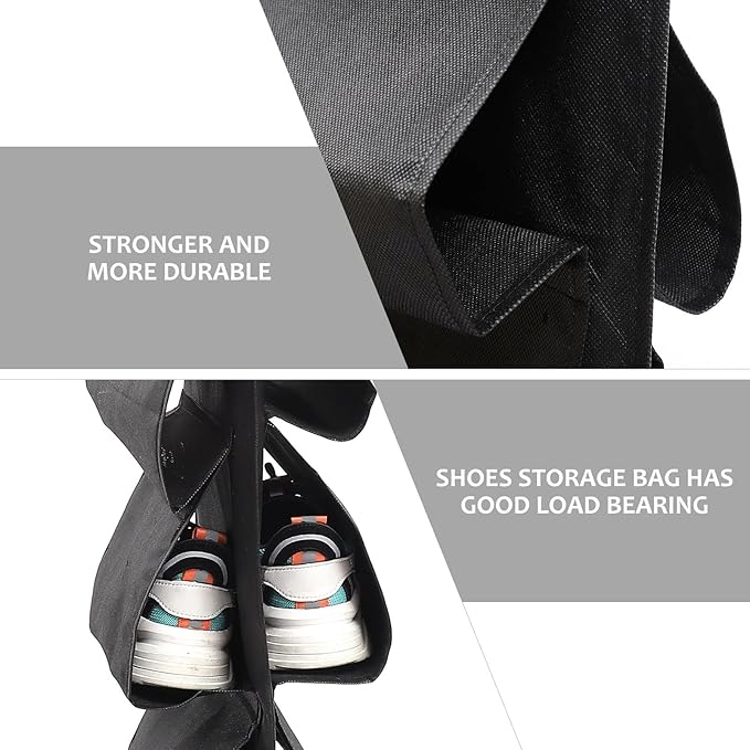 OUNONA Multi-grid Hanging Shoe Storage Bag, Foldable Large Capacity Shoe Organizer, Black Hanging Closet Organizer for Home and Dormitory Door Use