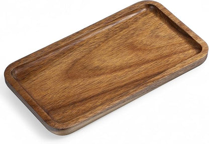 Wood Tray for Bathroom, Wood Soap Dispenser Tray, Toilet Tank Tray, Kitchen Tray, Comestic Holder Bathtub Organizer, Home Decor Ideal for Jewelry, Cosmetics, and Small Items (7.5 x 4 x 0.6 inch)
