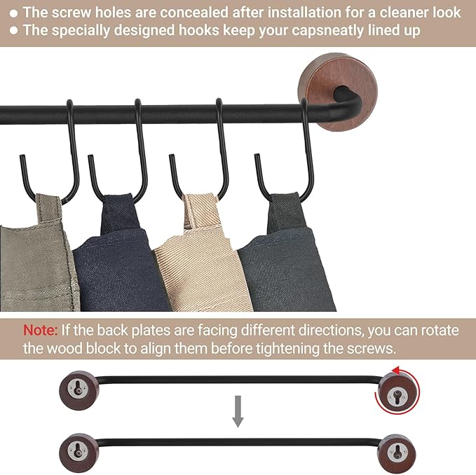 Mkono Hat Rack for Wall Hat Organizer for Baseball Caps Hanger with 20 Hooks Modern Metal Hat Holder Wall-Mounted Ball Caps Display for Closet Door Bedroom Entryroom Laundry, Set of 2