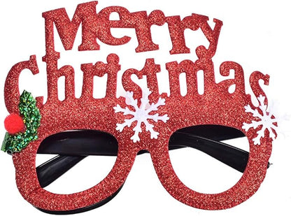 Callenbach Christmas Glasses Frame Glitter Eyewear Decoration Xmas Costume Creative Eyeglasses for Holiday Party Favors, Assorted Styles 6 Pieces