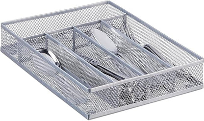 COSWE Silverware Tray for Drawer, Silverware Organizer, Metal Drawer Organizer Kitchen Utensils with Foam Feet Multi Compartments Cutlery Organizer in Drawer