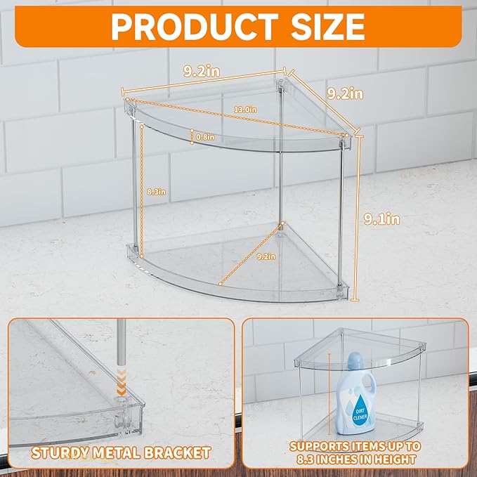 Yieach 2 Tier Corner Bathroom Counter Organizer,Clear Bathroom Organizers and Storage,Acrylic Bathroom Counter Shelf and Perfume Holder for Skin Care,Makeup,Toiletry Products and Perfume Organizer