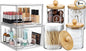 6 Pack Clear Stackable Storage Drawers & Qtip Holder Dispenser with Bamboo Lids, Acrylic Drawer Containers Plastic Organizer Bins for Makeup, Bathroom, Cabinet, Undersink