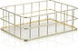 Gold Wire Basket, 6.8x4.8 Inch Gold Small Metal Basket, Versatile Mesh Storage Bin for Home Organization | Decorative Gold Shelf Basket for Home, Desk & Cosmetic Stationery