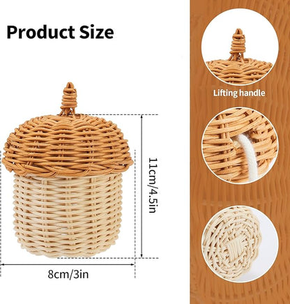Handmade Small Rattan Pinecone-Shaped Storage Basket, Ideal for Organizing Small Items, Dollhouse Decoration, and Photography Props