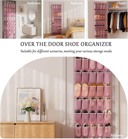 homyfort Over the Door Shoe Organizer, 40 Large Breathable Mesh Pocket,Space Saving Hanging Shoe Rack,Shoe Storage Holder for Entryway Bedroom Closet