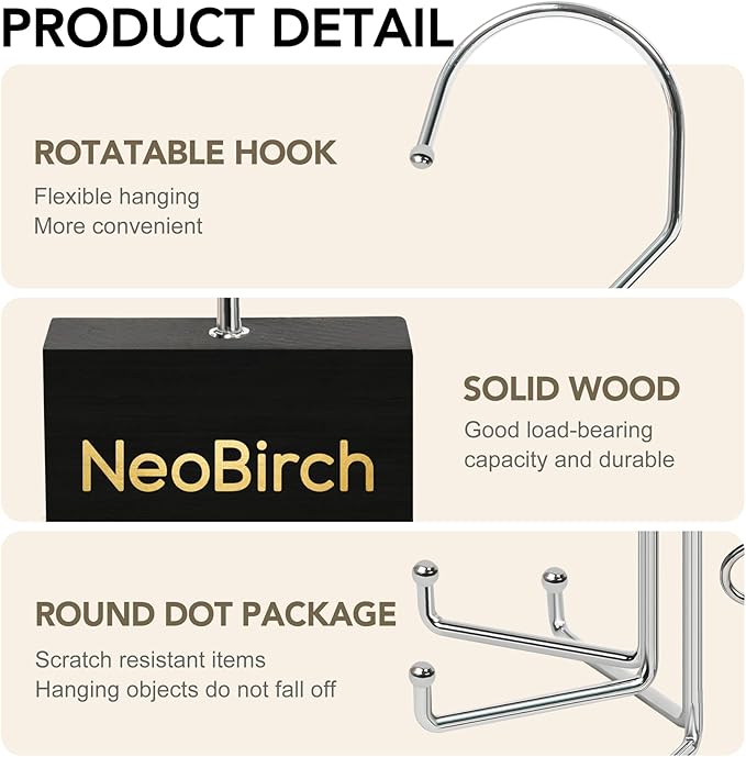 2 Pack Premium Tie and Belt Rack Hanger for Men for Closet Organizers and Storage Space Saving with 360° Rotating Hooks Anti-Slip Clips for Scarves,Hat,Baseball Caps,Tank Tops Bras (L-Shaped Hook)