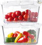 HOMBERKING 4 Pieces 63oz/8cup Large Glass Food Storage Containers with Lids, Meal Prep Containers, Airtight Bento Boxes with Leak Proof Locking (2 Containers 2 Lids), Microwave,Oven,Fridge Safe-White