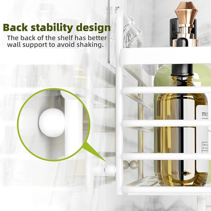 Yougai Shower Caddy, Shower Organizer with Soap Holder and Hooks, Rustproof Shower Shelves, No Drilling Bathroom Organizers and Storage, Wall-Mounted Kitchen & Home Decor (White)