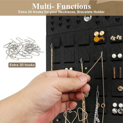 Resovo Extra Large Earring Organizer - Wall Mount Earring Holder for Up to 420 Pairs, Hanging Jewelry Organizer for Women & Girls