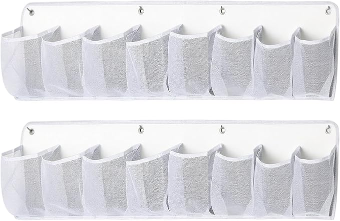2 Pieces RV Shoe Storage Bags Shoes Rack Practical Hanging Shoe Organizer for Tools Accessories Books Camping Dorm Pantry, White