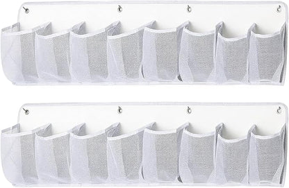 2 Pieces RV Shoe Storage Bags Shoes Rack Practical Hanging Shoe Organizer for Tools Accessories Books Camping Dorm Pantry, White