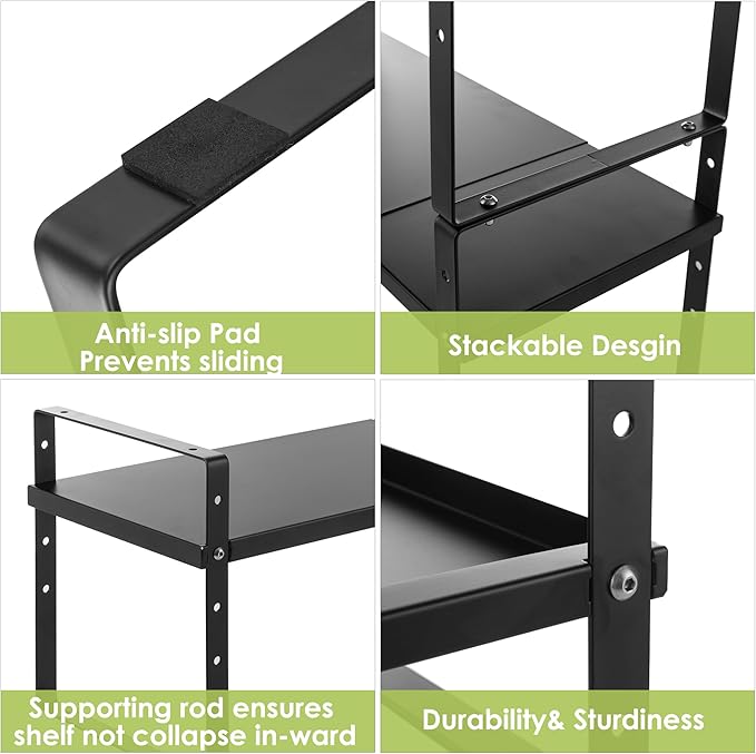 Across-Star Expandable Cabinet Shelf Organizer Rack, Stackable Kitchen Counter Storage Shelves Stand, Adjustable Height Pantry Shelf Spice Rack
