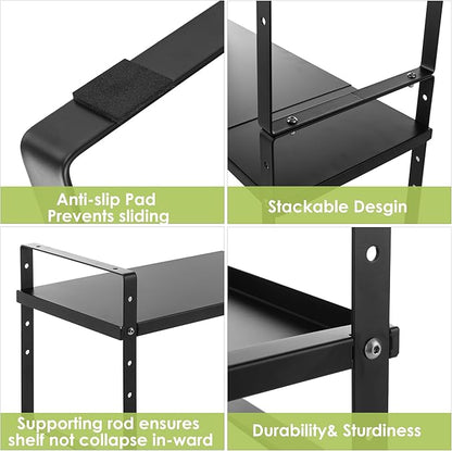 Across-Star Expandable Cabinet Shelf Organizer Rack, Stackable Kitchen Counter Storage Shelves Stand, Adjustable Height Pantry Shelf Spice Rack