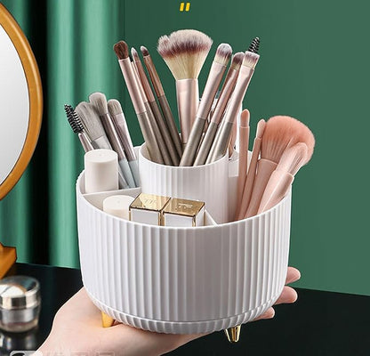 360 Degree Rotating Makeup Brush Holder Organizer Detachable Design 5 Slot Make up Brushes Cup for Cosmetics and Pencil Pen Organizer for Desk Makeup Organizer Skincare Storage for Vanity (White1)