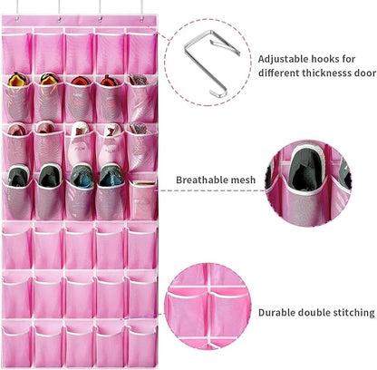 for Organizador Zapatos Puerta 35 Bolsillos Colgante Grande Bolsa Almacenaje Rosa, Shoe Organizer, Over The Door, Hanging Storage, 35 Pockets, Large, Pink