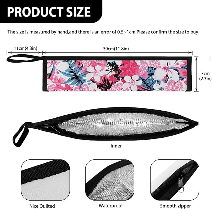 COEQINE Boho Floral Themes Kitchen Utensil Holder Case Pink Silverware Organizer With Leafproof Machine Washable Soft Fabric For Fork Spoon Knife Organizer Table Case With Handles