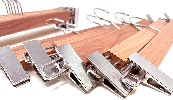Cedar Elements Heavy Duty Cedar Pant Hangers/Skirt Hangers – 12/Box
