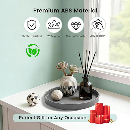1 Pack 10" Bathroom and Vanity Tray, ABS Bathroom Counter Organizer, Coffee Table Decor for Perfume, Candles, Keys &More. Kitchen Countertop Organizer, Decorative Tray Soap Holder, Grey