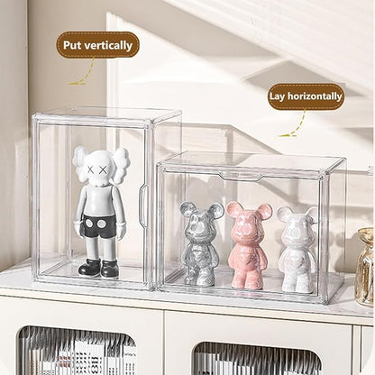 Clear Plastic Stackable Storage Bins, Clear Shoe Box, Dustproof Book & Cosmetic Display Cases, Large Figures Collectibles Showcase, Shoe Storage Boxes, Bag Organizer (1, Transparent-1 Pack)