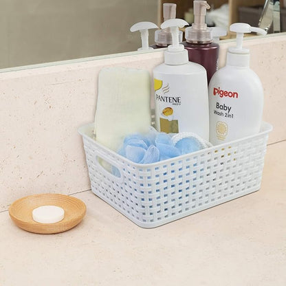 Plastic White Storage Baskets, 6 Pack Small Organizer Baskets Box