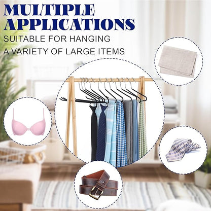 24 Pcs Threehoney Velvet Metal Pants Hanger Non-Slip Heavy Duty 13. 58 Inches-inch Long Open Ended Hangers Closet Space Saving Clothes Hanger Set for Pants Trouser, Blankets, and Jeans, Scarf, Black