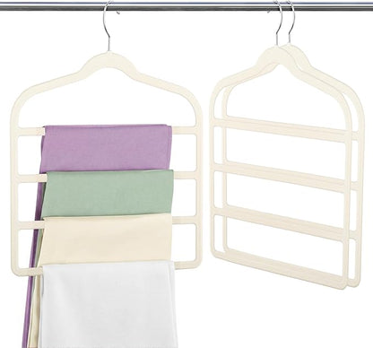 Velvet Pants Clothes Hanger Space Saving Non Slip Pants Shorts Hanger, Myfolrena Jeans Slack Trousers Hangers Multiple Velvet Hanger Closet Organizer Storage for Leggings,Jeans,Scarf,Tie (3, Beige)
