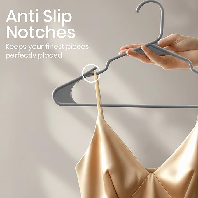Utopia Home - Plastic Hangers 20 Pack - Space Saving Clothes Hanger - Durable and Strong Closet Organizers and Storage Makes It Ideal Stocking Stuffers or Apartment or Dorm Room Essentials (Grey)