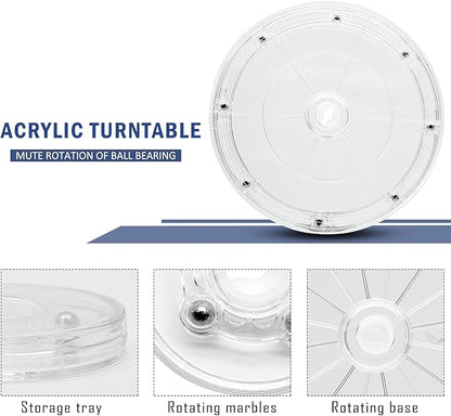 2Pcs 7” Clear Acrylic Turntable Organizer, Rotating Organizer Swivel Plate for Bathroom Kitchen Cabinet Table Spice Rack Cake Pantry