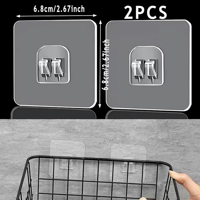 2-Pack Cabinet Door Storage Baskets with Self-Adhesive Mounts, Under Shelf Metal Organizer for Kitchen, Bathroom, Wardrobe, Fridge – No Drill, 22 lbs Capacity, Black