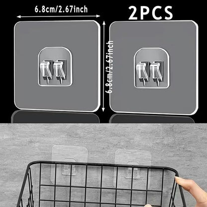 2-Pack Cabinet Door Storage Baskets with Self-Adhesive Mounts, Under Shelf Metal Organizer for Kitchen, Bathroom, Wardrobe, Fridge – No Drill, 22 lbs Capacity, Black