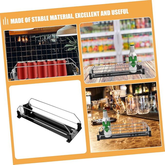 Automatic Pusher Drinks Organizer for Fridge Self-pushing Soda Can Dispenser Easy Install Beverage Organizer for Soda and Beer Cans Smooth Polished Surface Practical Space Saver