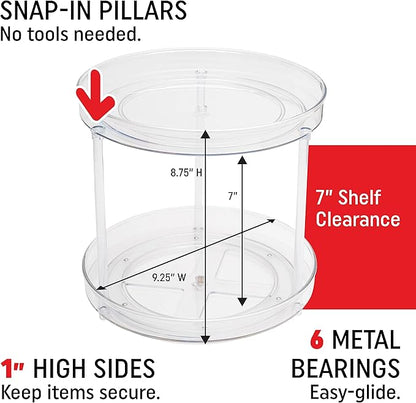 Dial Industries Lazy Susan Turntable Organizer for Pantry, Cabinet, Countertop, 2 Tier, 9 Inch