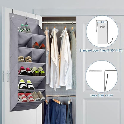 FFENTEC Over the Door Shoe Organizer, 2 Pack Hanging Shoe Organizer, 3 Pack Sturdy Metal Over The Door Hangers Hooks