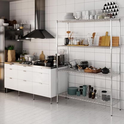 Wire Shelving Kit | NSF Commercial Storage Rack Unit (4-Tier | 74" Height, 18" Deep x 54" Wide)
