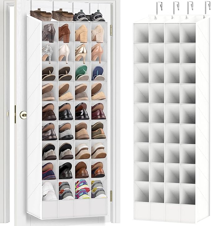 30-40 Pairs Over the Door Shoe Organizer, Large & Deep Pockets Hanging Shoe Rack, Space-Saving Closet Door Organizer Fits Boots,Sneakers or Larger Shoes,Shoe Storage for Bedroom,Small Closet,Entryway