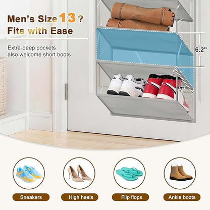 MISSLO 36 Pairs Clear Over the Door Shoe Organizer Closet Hanging Shoe Rack for Door with Large Deep Pockets Shoes Hanger Holder for Sneakers, Boots, Heels Storage (Grey)