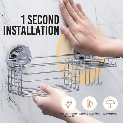 LEVERLOC Shower Caddy Suction Cup Shower Shelves Shower Holder，Silver