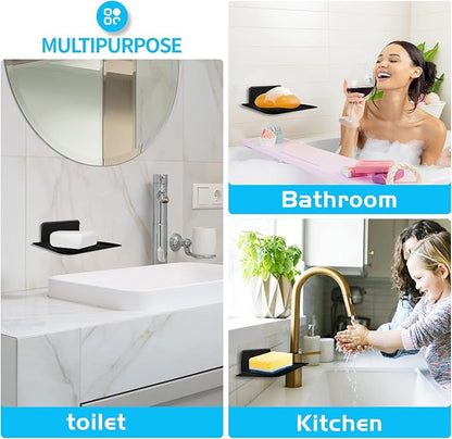 YUZP Soap Holder for Shower with Stainless Steel,Rustproof Soap Saver Sponge Holder for Bathroom,Tub,Kitchen Sink (Black)