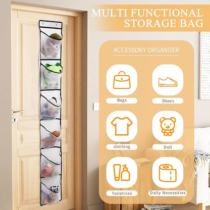 GOMAJI 6 Large Breathable Mesh Pockets, Over The Door Shoe Organizer, Boots Hanging Storage Shoe Rack for Closet, Accessories - - White